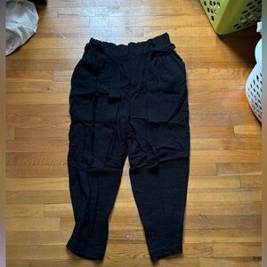 Black Linen Pants with Belt